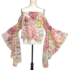 NWT Live 4 Truth Floral Butterfly Sleeve Off Shoulder Flowy Blouse Sz Large